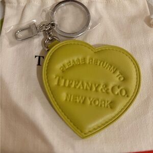 Tiffany & Co  Lime Green Keychain with Silver Ring